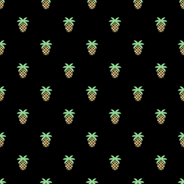 Motif D'ananas Brillant Transparent Sur Fond Noir