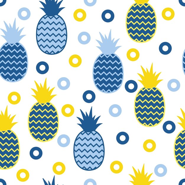 Un Motif Avec Des Ananas Sur Fond Blanc.