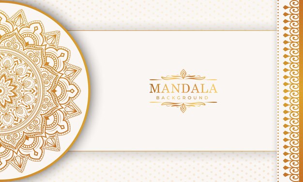 Motif Arabesque D'or De Luxe En Fond De Mandala Vecteur Premium