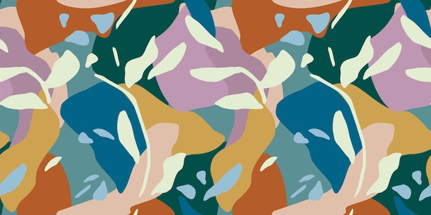 Motif artistique sans couture avec feuilles abstraites Design moderne pour la décoration intérieure en tissu de couverture en papier et autres