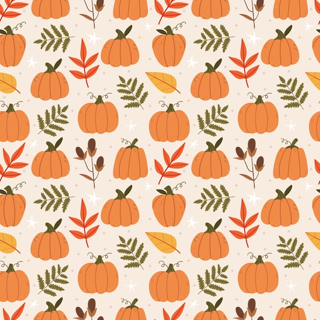 Motif d'automne mignon avec des citrouilles et des feuilles Humeur d'automne