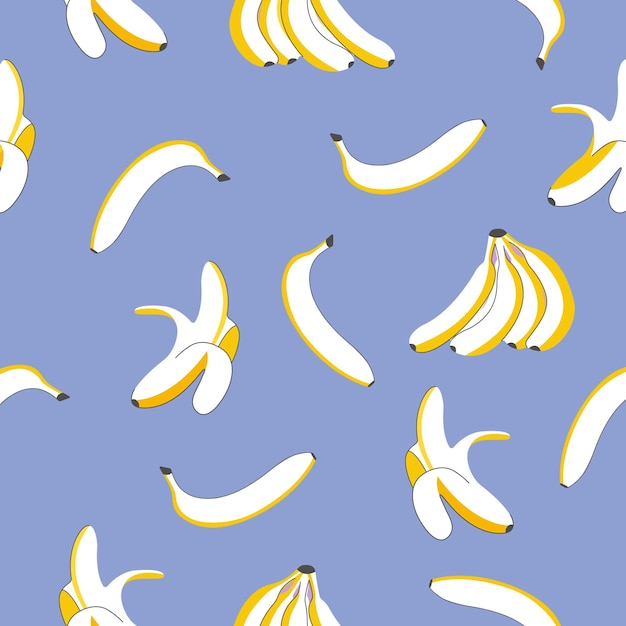 Motif banan sans couture avec des couleurs bleus jaunes et blancs Fond mignon et dessin animé