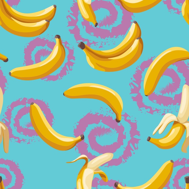 Motif banane sur fond de spirales