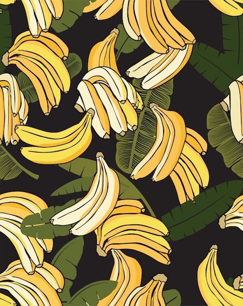 Motif banane jaune noir