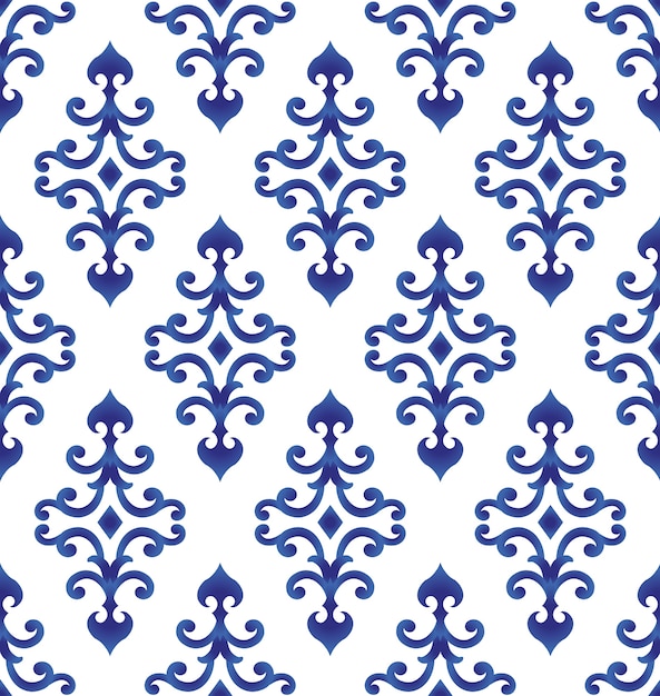 Motif Bleu Et Blanc De Style Japonais Et Chinois, Fond De Porcelaine