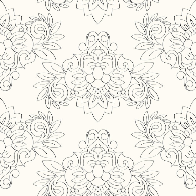 Motif Botanique Harmonieux De Motifs Orientaux Peints