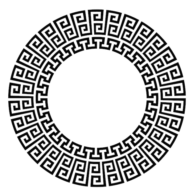 Motif de cadre noir à clé grecque antique autour d'une bordure antique de Grèce