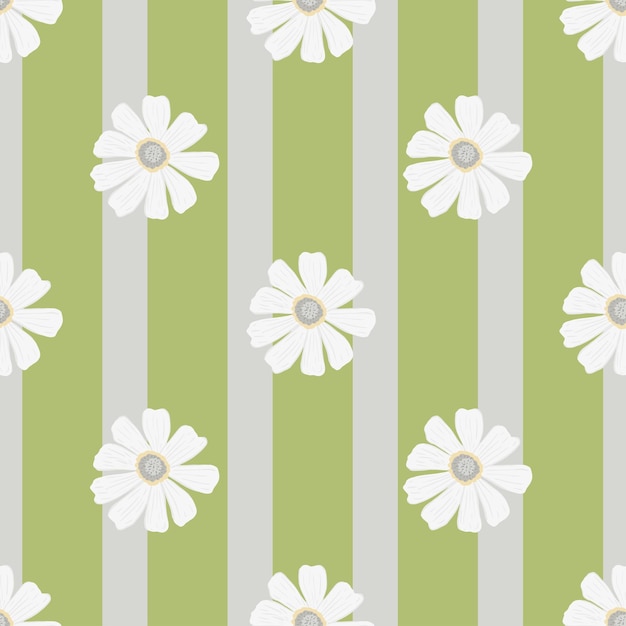 Motif Camomille Sans Couture Dans Un Style à Main Levée. Fleurs De Printemps Sur Fond Coloré. Illustration Vectorielle Pour Les Impressions Textiles, Les Tissus, Les Bannières, Les Toiles De Fond Et Les Papiers Peints.