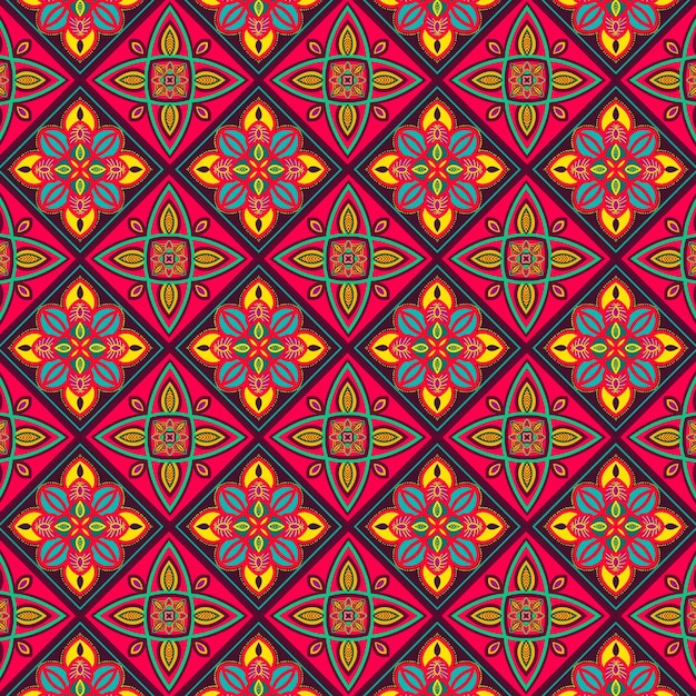 Motif de carreaux ethniques colorés Carreaux de céramique hexagonaux avec ornement lumineux