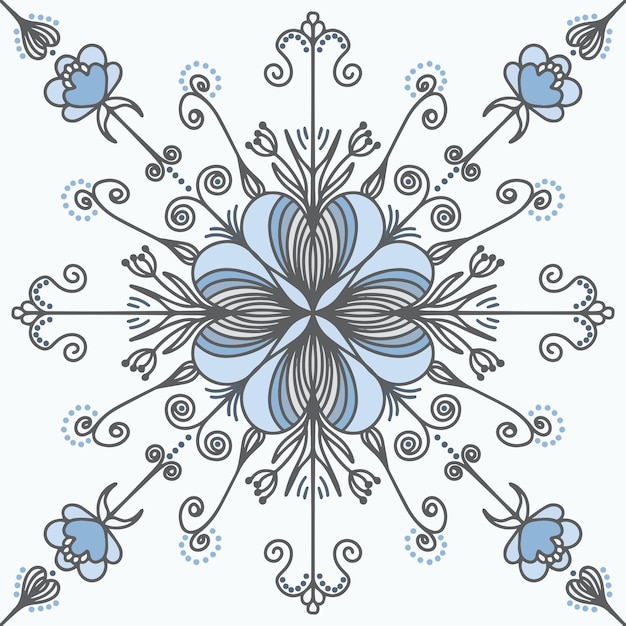 Motif de carreaux de fleurs bleues et grises