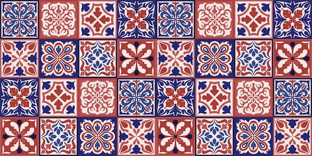 Vecteur motif de carreaux de mosaïque marocaine sans couture avec patchwork coloré