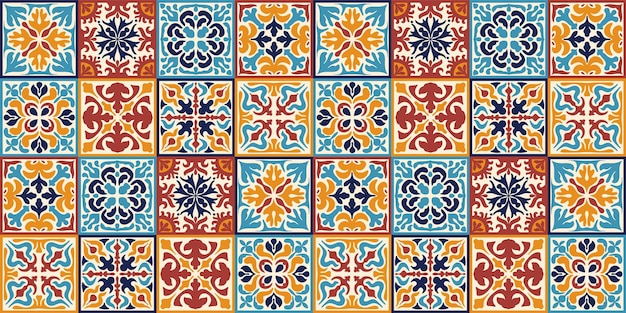 Vecteur motif de carreaux de mosaïque marocaine sans couture avec patchwork coloré