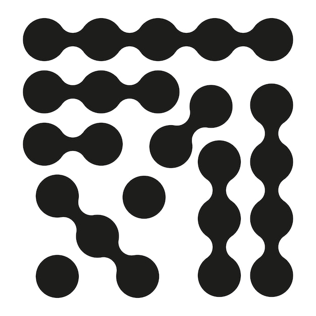 Motif de cercle abstrait Icones géométriques simples Formes de points connectées Elements graphiques vectoriels