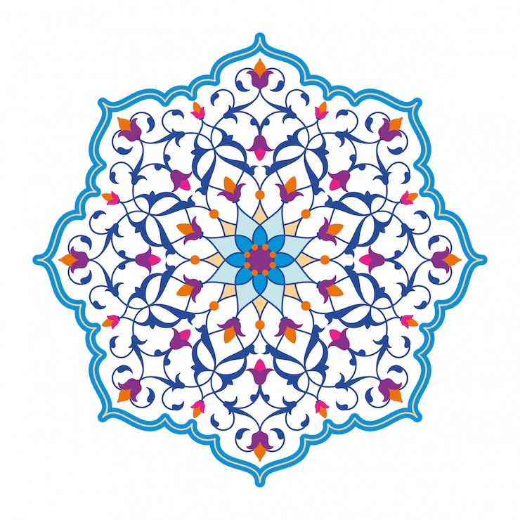 Vecteur motif de cercle floral arabe