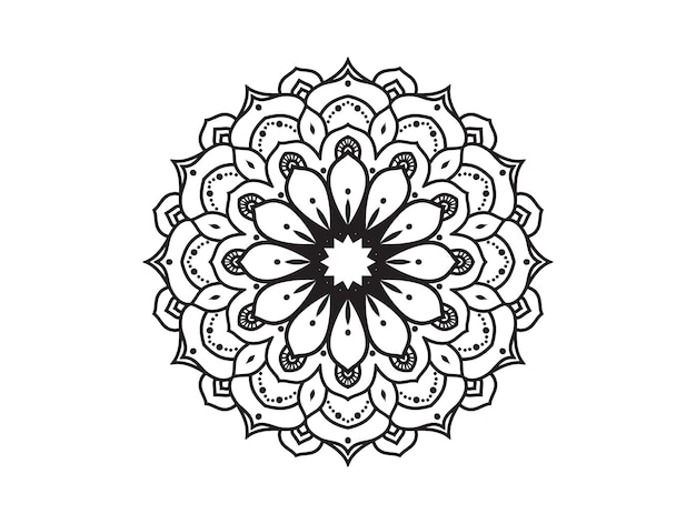 Motif de cercle sous forme de mandala pour les ornements décoratifs de tatouages Henna Mehndi dans les pages de livre de coloriage de style oriental ethnique