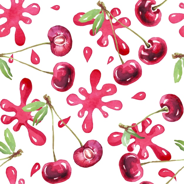 Motif Cerise Illustration Aquarelle