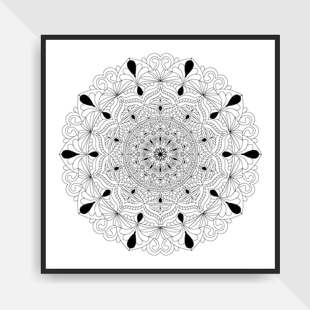 Motif Circulaire Dessiné à La Main Illustration D'art En Ligne De Mandala Pour Coloriage