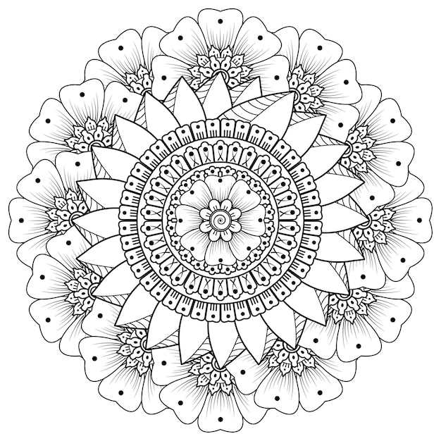 Motif Circulaire En Forme De Mandala Avec Fleur. Ornement Décoratif Dans Un Style Oriental Ethnique.