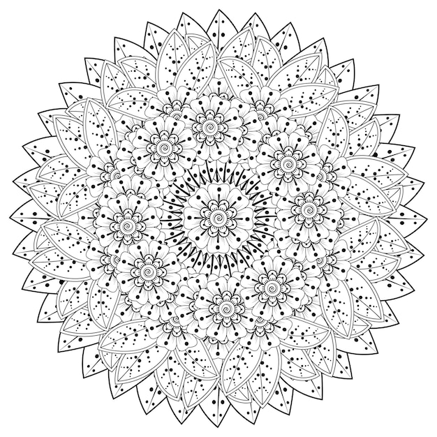 Motif Circulaire En Forme De Mandala Avec Fleur Pour La Décoration De Tatouage Au Henné Mehndi