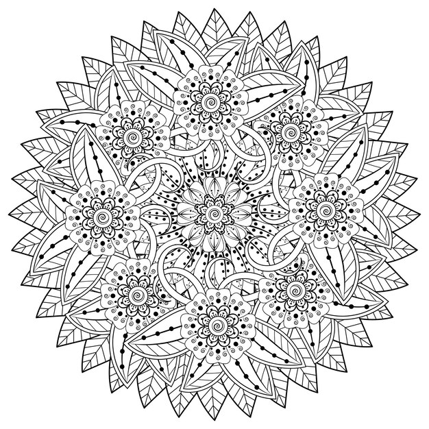 Motif circulaire en forme de mandala avec fleur pour henné mehndi