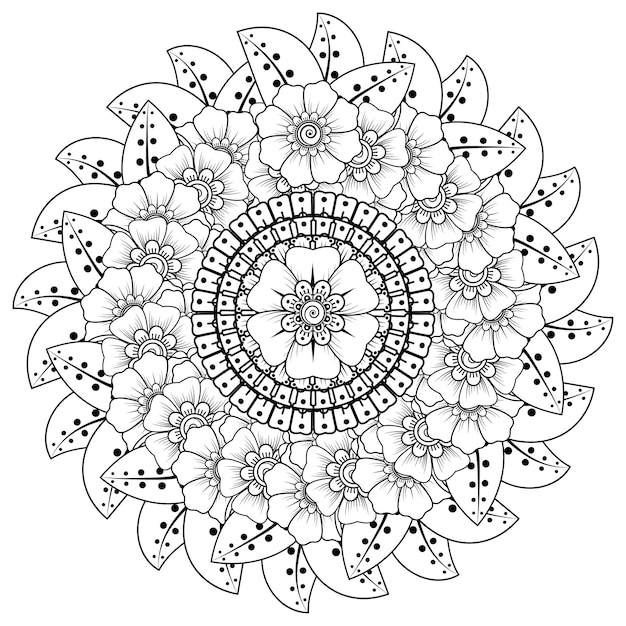 Motif Circulaire En Forme De Mandala Avec Fleur Pour Henné