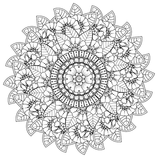 Motif Circulaire En Forme De Mandala Avec Fleur Pour Henné