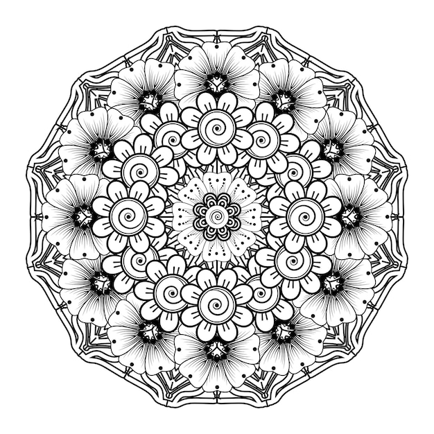 Motif Circulaire En Forme De Mandala Pour Henna, Mehndi, Tatouage, Décoration. Page De Livre De Coloriage.