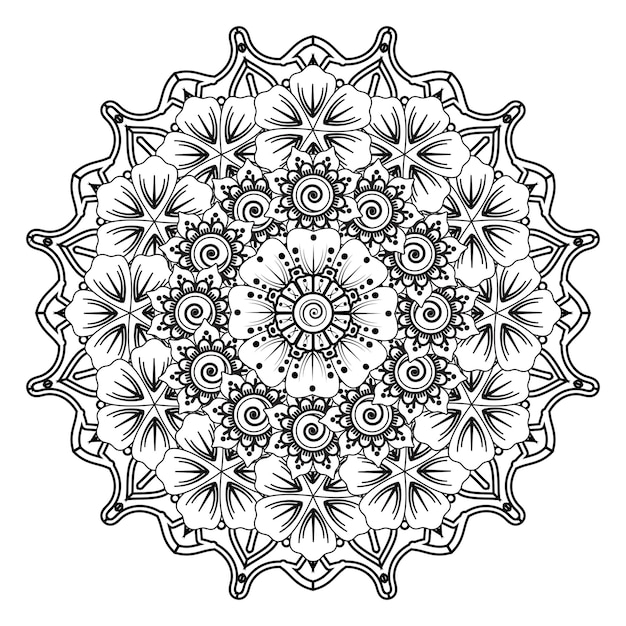 Motif Circulaire En Forme De Mandala Pour Henna, Mehndi, Tatouage, Décoration. Page De Livre De Coloriage.