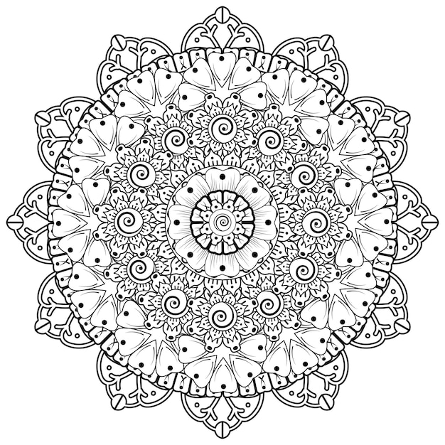 Motif Circulaire En Forme De Mandala Pour Henna, Mehndi, Tatouage, Décoration. Page De Livre De Coloriage.