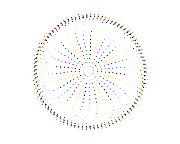 un motif circulaire avec des points colorés dessus vecteur de tourbillon de mosaïque de cercle géométrique