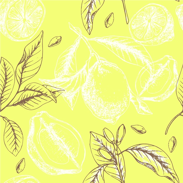 Motif De Citron Botanique Sans Soudure Sur Fond Jaune