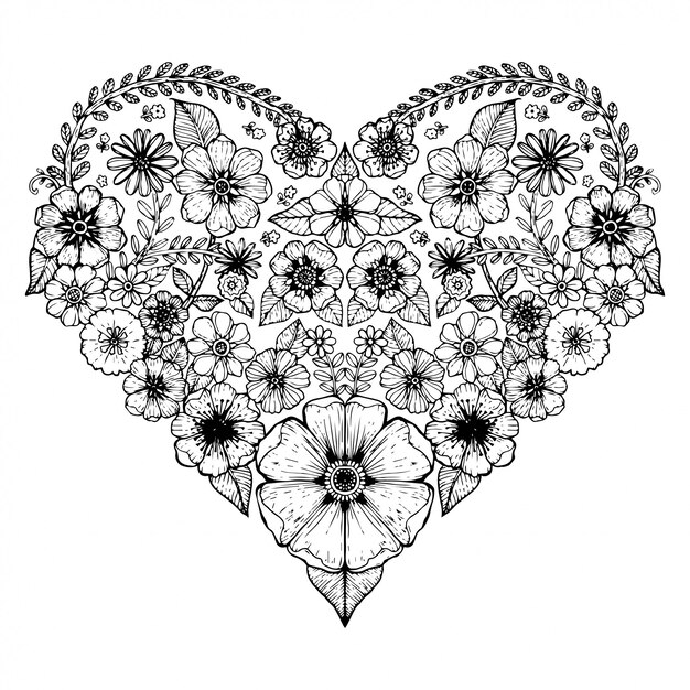 Motif Coeur De Fleur Ornée