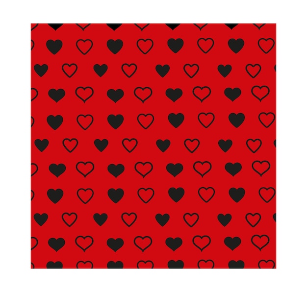 Motif Coeur Noir Sur Fond Rouge