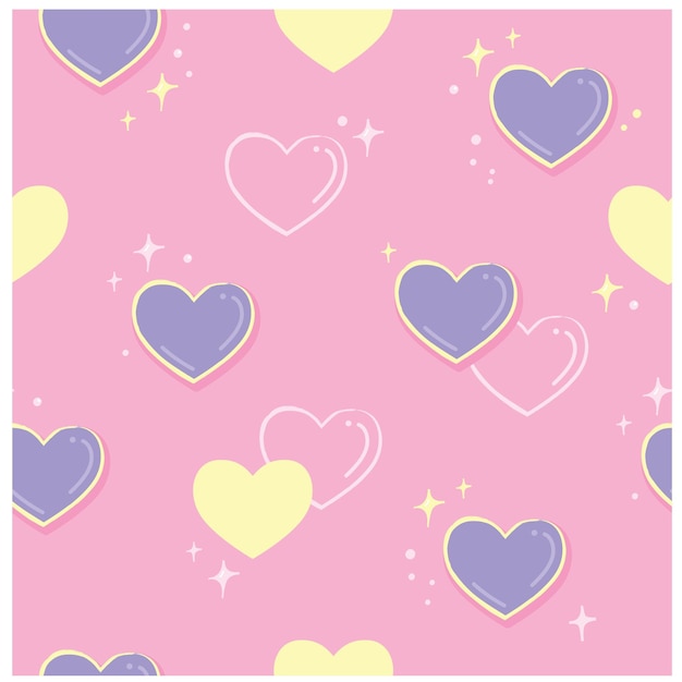 Motif coeur sans couture avec étoile Belle rose et violet