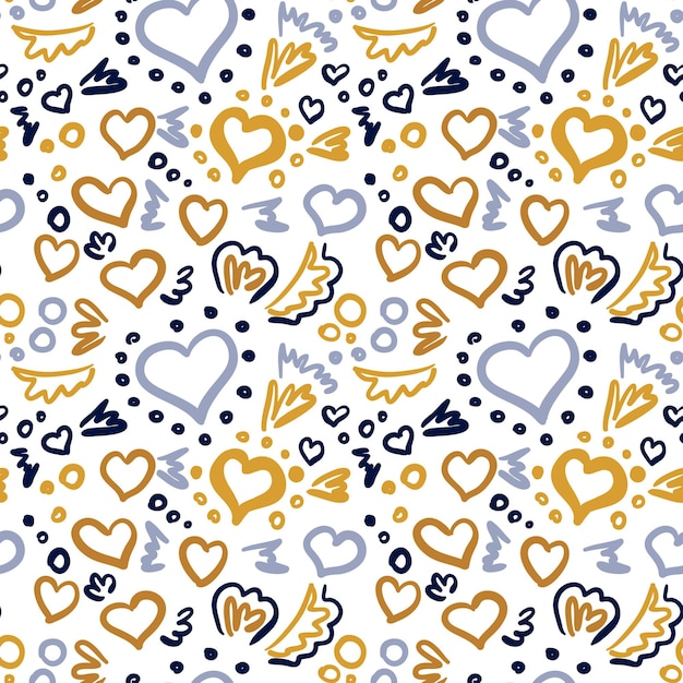 Vecteur motif de coeur sans soudure ornement d'amour doodle dessiné à la main