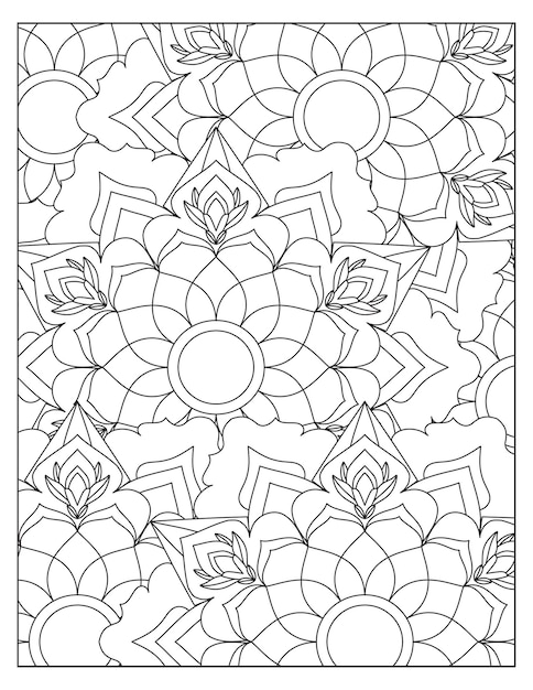 Vecteur motif de coloration florale design d'intérieur kdp