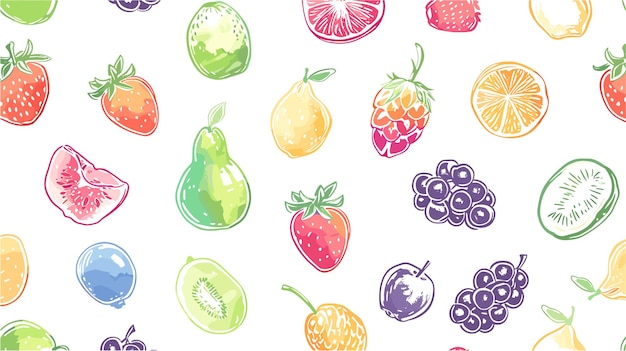 un motif coloré avec des fruits et des baies