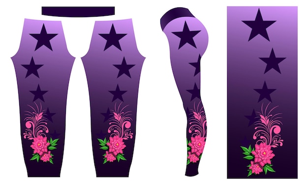 Motif De Composition De Fleurs Et Modèle De Pantalon Leggings étoiles