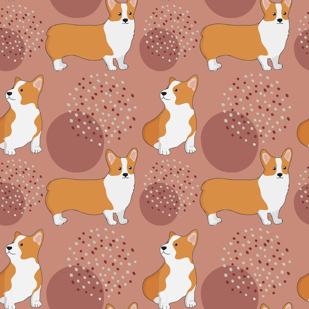 Motif Corgi Sans Couture Ensemble D'animaux Domestiques De Dessin Animé De Chiots Mignons Pour Imprimer Des Affiches Et Des Cartes Postales