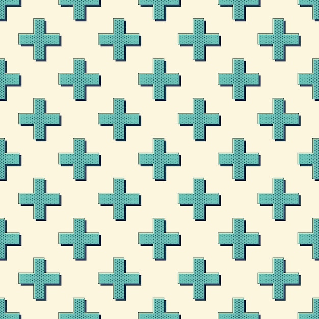 Motif de croix rétro. Abstrait géométrique dans une image de style années 80 et 90. Illustration simple géométrique