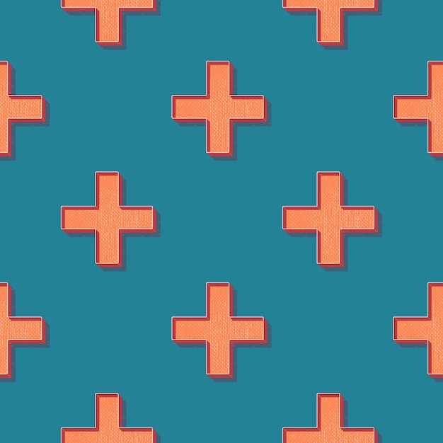 Motif De Croix Rétro, Arrière-plan Géométrique Abstrait Dans Le Style Des Années 80 Et 90. Illustration Simple Géométrique