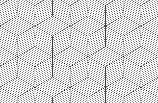 Vecteur motif de cube de ligne hexagonale