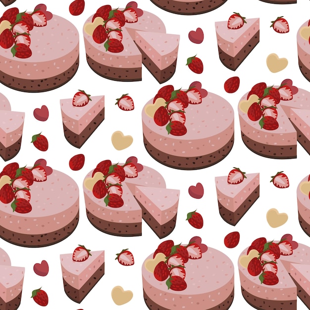 Motif dans le thème du gâteau au chocolat aux fraises un morceau de gâteau aux desserts au chocolat aux fraises