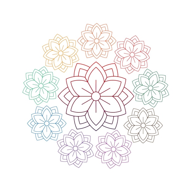 Vecteur motif de décoration florale mandala coloré