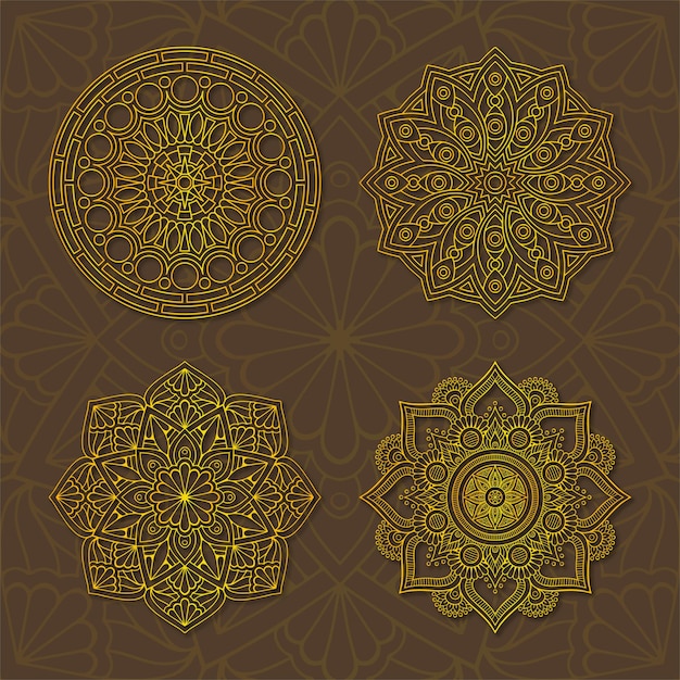 Vecteur motif de décoration à quatre mandalas