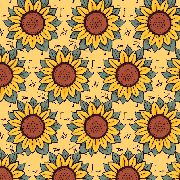 motif de dessin de tournesol dans un style pixel