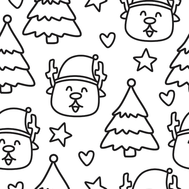 Motif De Doodle De Dessin Animé De Noël