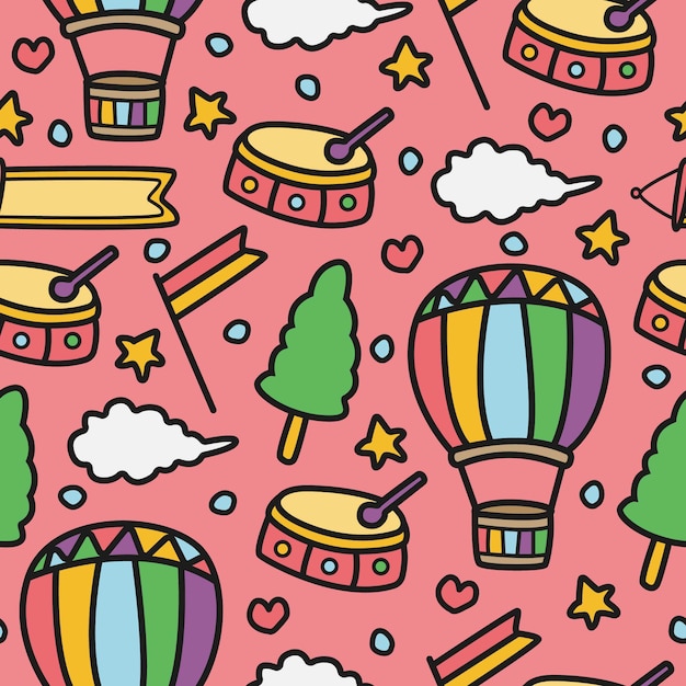 Motif De Doodle Kawaii Dessiné à La Main