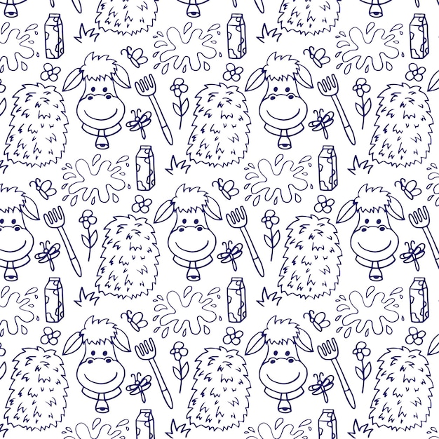 Motif Enfantin Sans Couture Avec Vache Mignonne Texture Créative D'enfants Pour Le Textile D'emballage En Tissu