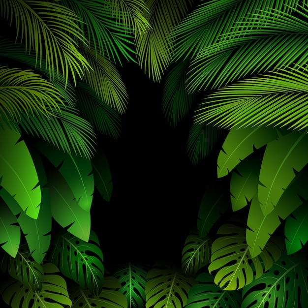 Motif exotique avec fond de feuilles tropicales